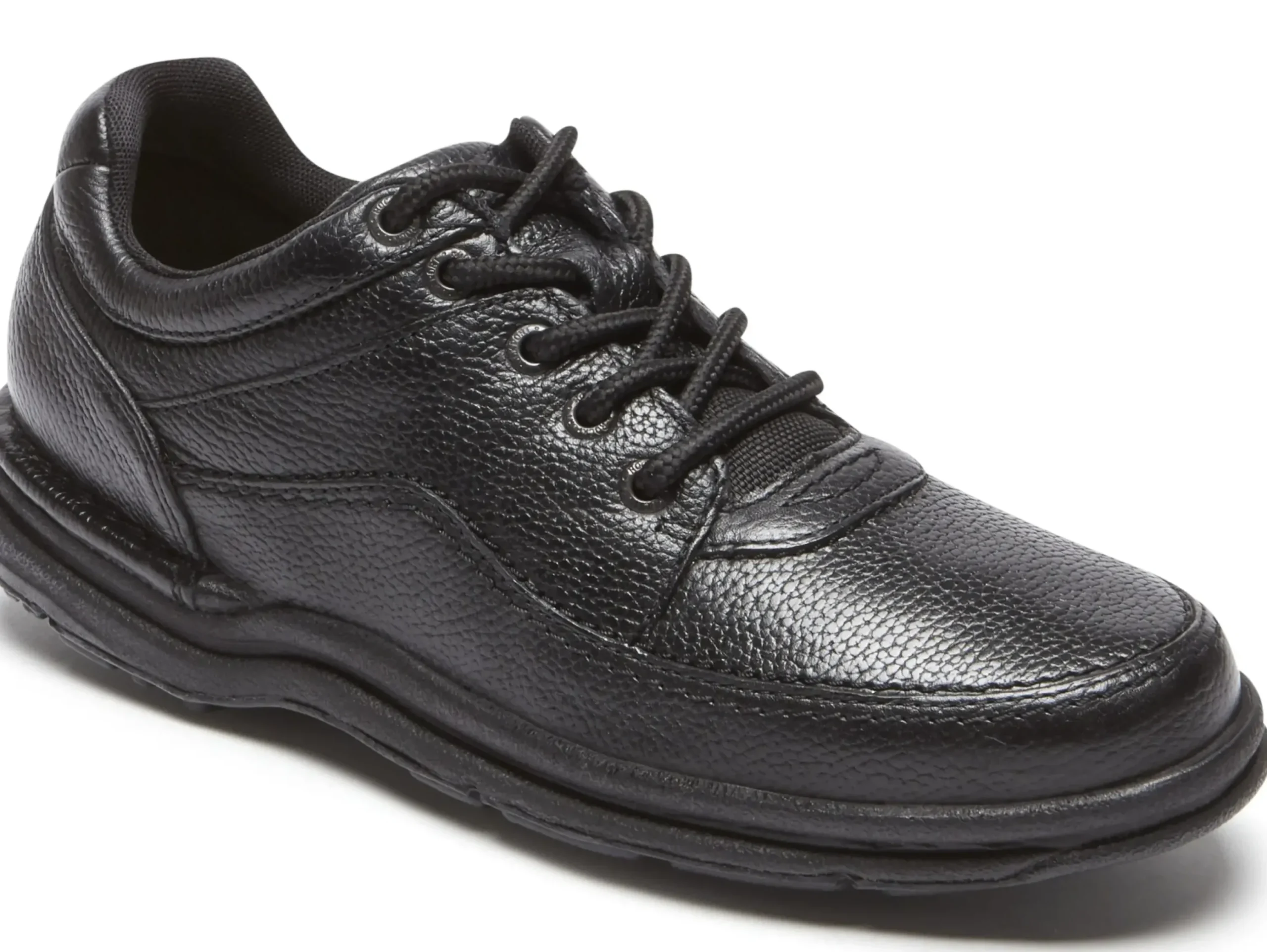 Discount Rockport World Tour Classic Black Leather Lace-Up Walking Shoe