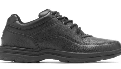 Discount Rockport World Tour Classic Black Leather Lace-Up Walking Shoe