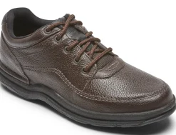 New Rockport World Tour Classic Brown Leather Lace-Up Walking Shoe