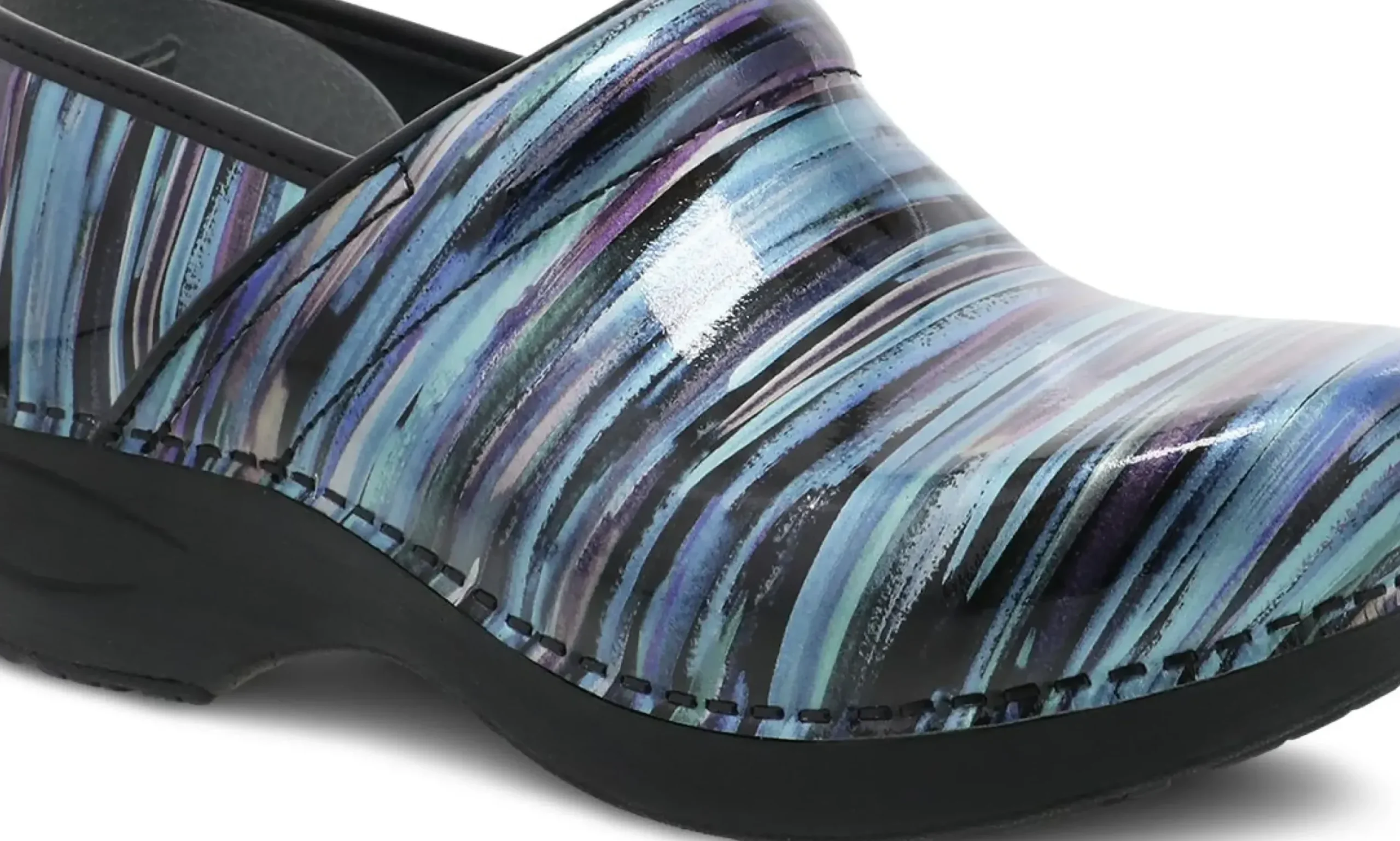 Best Dansko Xp 2.0 Teal Striped Patent Leather Clog