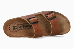 Outlet Mephisto Zonder Desert Brown Leather Slide Sandal